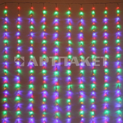 Гирлянда эл. занавес 3х2 м, 480 LED, IP54, "Водопад", мультицвет, прозрачный провод 725-580