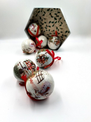Шар елочный пластик d 7,5 см "Merry Christmas", микс L7-2