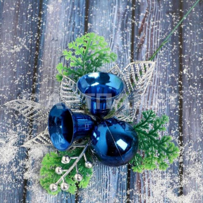 Декор "Зимняя сказка" ягодки и колокольчики 15 см, синий 4301771