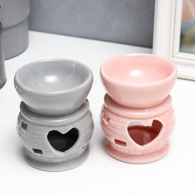 Аромалампа керамика "Кирпичная стена и сердечко" микс 6973170