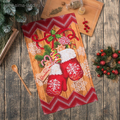 Полотенце кухонное 35*60см "Варежки" 2588689