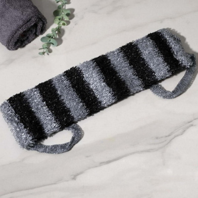 Мочалка д/тела Доляна "Мужская" 12*45 см цвет черно-белый  2896695