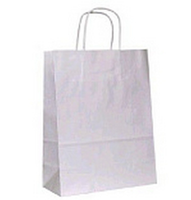 Пакет бумажный, 22х12х25 см, 80 мкм, с кручеными ручками, белый