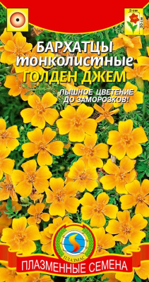 Семена Бархатцы тонколистные "Голден джем" густоветвистые, 50 шт, Плазменные семена 
