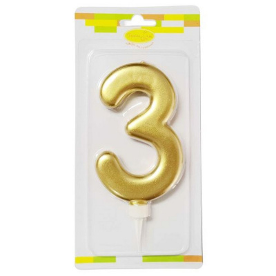 Свечи для торта 12см Цифра Gold 3