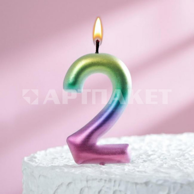 Свеча для торта "Акварель" цифра 2 5311069