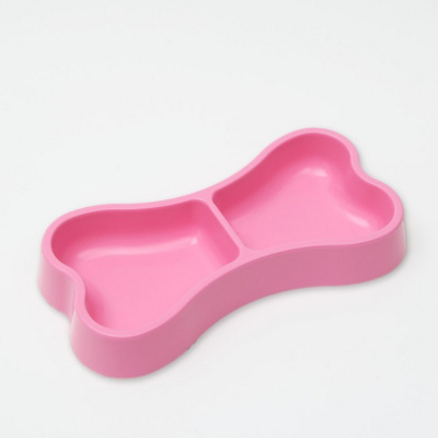 Миска "Косточка" двойная, 2 х 200 мл, розовая 6980839   