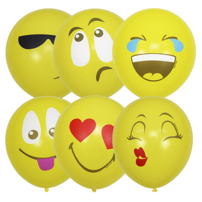 Шары воздушные 25 шт в ассортименте рис. Смайл М12"/30см. 3 цв. ЖЕЛТЫЕ