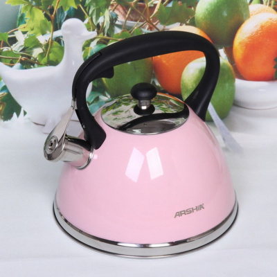 Чайник 3л нерж сталь "ARCHIA" со свистком, розовый