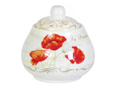 Сахарница   400мл Маки YQ1619 с ручками 913038 Сахарница   400мл Маки YQ1619 с ручками 913038