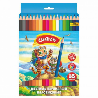 Набор карандашей 18цв Creativiki шестигранные пластик