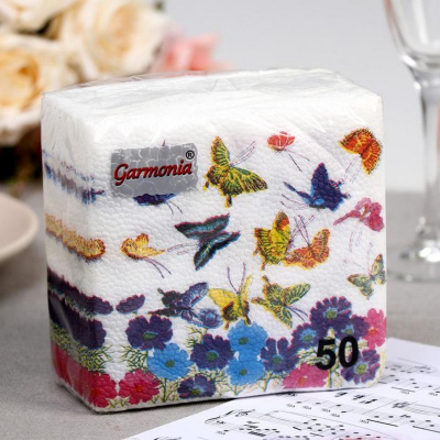 Салфетка 17*17 с рис /50/ Бабочки 4807911
