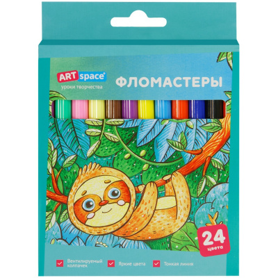 Фломастеры 24цв. ArtSpace "Милые зверушки" WP24_26940