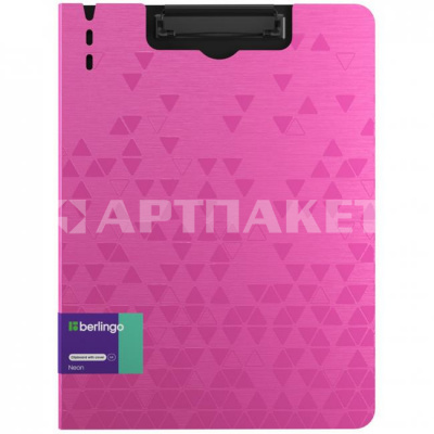 Папка-планшет с зажимом Berlingo "Neon" А4, пластик, розовый неон