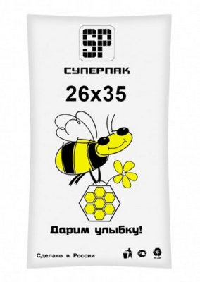 Пакет фасовочный ПНД, 18+8х35 см, 10 мкм, 500 шт, "Пчелка", донный шов