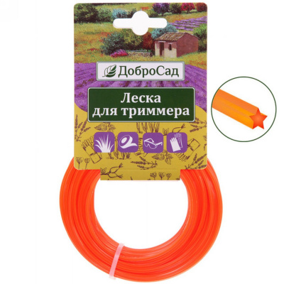 Леска для триммера 2,4мм*15м звезда 