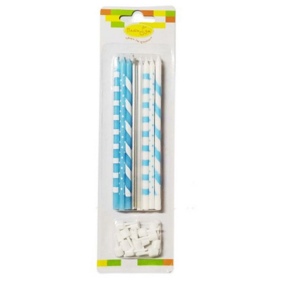 Свечи для торта 13см Ассорти Голубое с держателями 16шт