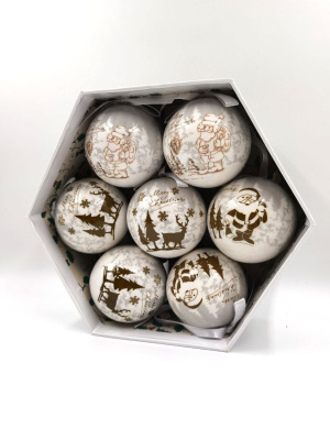 Шар елочный пластик d 7,5 см "Merry Christmas", микс L7-6