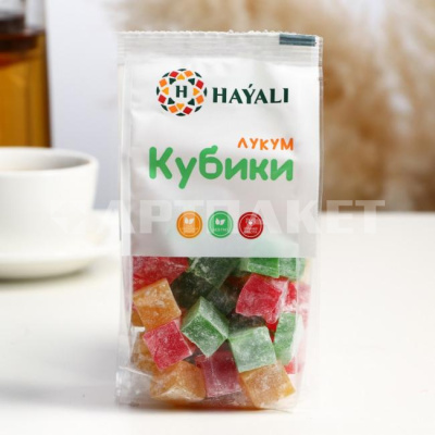 Лукум "Кубики" фруктовый микс, 250 гр.