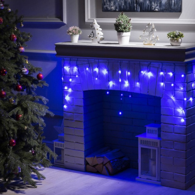 Гирлянда эл. бахрома 1,8 м (12,5*21*30*49), синий, 48 LED, IP20, черный провод 3556839