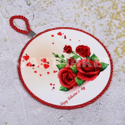 Подставка керамическая 16 см "Счастливого Дня Валентина" розы