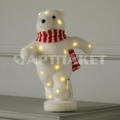 Фигура световая "Медведь в шарфе бежит", 26х14х13 см т/белый 4843988