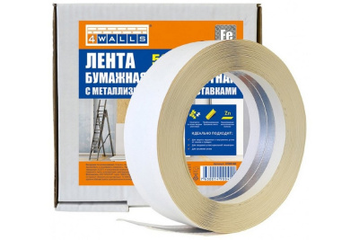 Лента бумажная углоформирующая армированная металлом 50мм*30м 4WALLS"/10