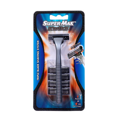 Станок для бритья Super-Max Kwik 3 +4 смен.картриджа с тройным лезвием 