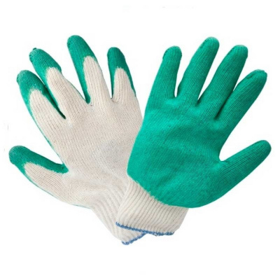 Перчатки х/б, одинарный латексный облив, белые, р-р 10, 1 пара