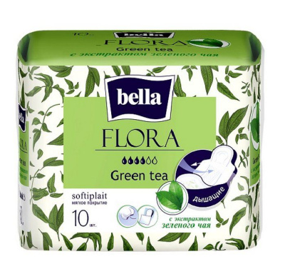 Прокладки Белла Flora Зелёный чай 10 шт.  Прокладки Белла Flora Зелёный чай 10 шт.