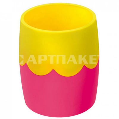 Подставка-стакан СТАММ пластик круглый двухцветный розово-желтый СН_502