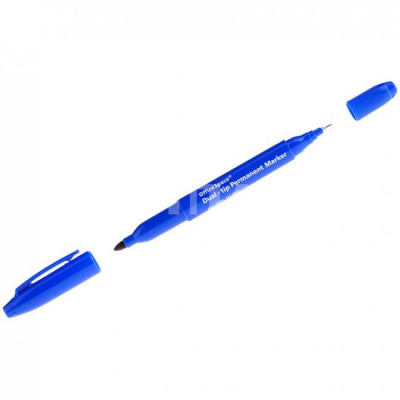Маркер перманентный двухсторонний 0,8/2,2мм синий, пулевидный DPM_1576BU