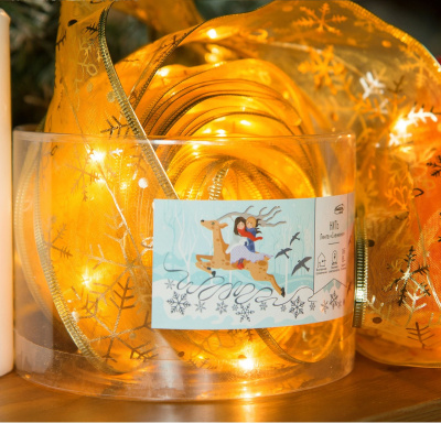 Гирлянда эл. нить 10 м, 100 LED, IP20, "Снежинки", желтый, серебристая нить 3612323