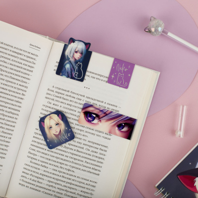 Закладки магнитные д/книг, 4 шт "Neko"