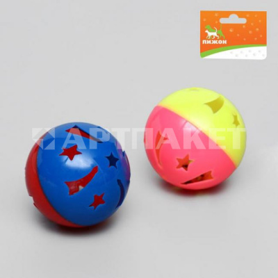 Набор из 2 шариков "Звезды" с бубенчиком, микс цветов 2533870                 