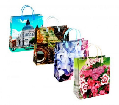 Пакет мягкий пластик, прозрачный с рисунком, 27х9х33 см, "Зеленые звездочки" 25248