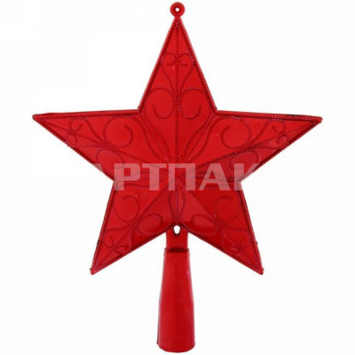 Звезда на ёлку "Узор" 16 см красный