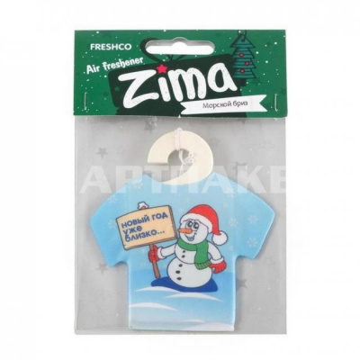 Ароматизатор подвесной футболка "Patriot ZIMA" снеговик, Морской бриз 5666212