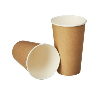 Стакан 400мл бумажный однослойный SaaMi крафт/белый