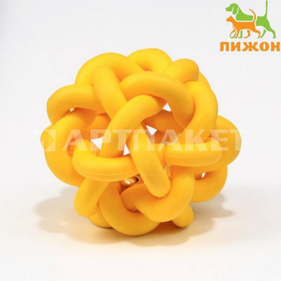 Игрушка резиновая "Молекула" с бубенчиком, 4 см, жёлтая 7673127   