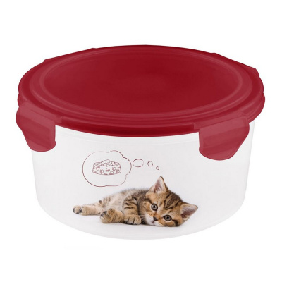 Контейнер д/корма и лакомств LUCKY PET 0,55л кошки Бордовый
