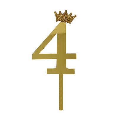Топпер цифра 4 Корона GOLD 18см