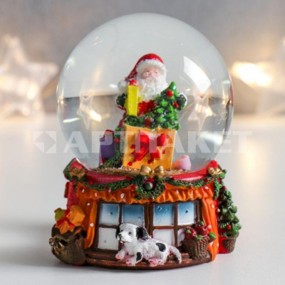Сувенир водяной шар "Дед Мороз с подарками и ёлкой" 7567988