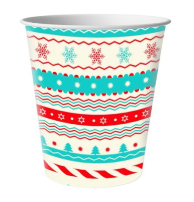 Стакан бум. 250мл праздничный "Снежинки"