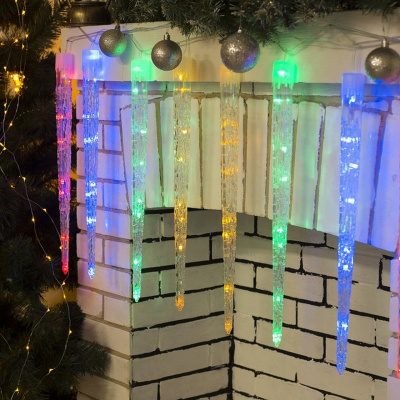 Гирлянда эл. сосулька 2,4 м, мультицвет, 64 LED "Сосульки рифленые" 2354068
