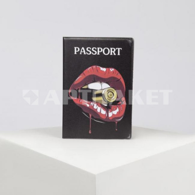 Обложка для паспорта "Губы" черный 4819678